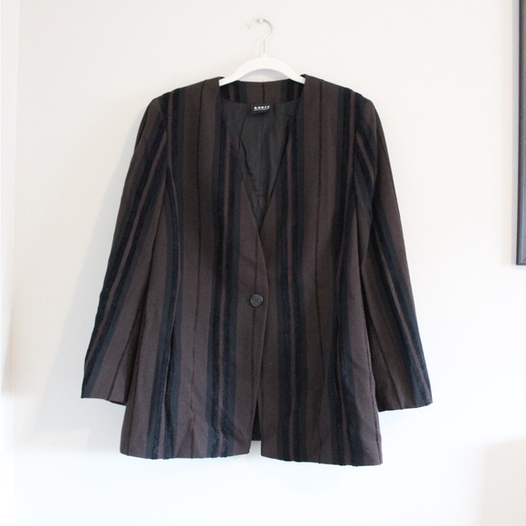 1980s AKRIS Black and Brown Wool Jacket - Picture 1 of 5
